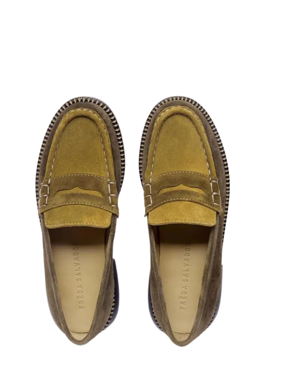 EUC Freda Salvador Elba Penny Loafer in Bark Combo Suede Size 9.5